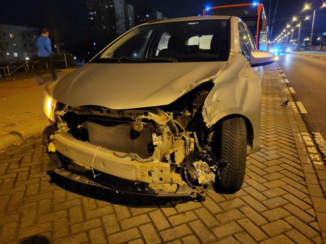 He was leaving the estate and collided with a public transport bus (photos)