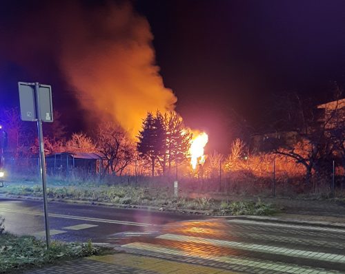 Altanka na działkach cała w ogniu. Na szczęście tym razem obyło się bez ofiar śmiertelnych (zdjęcia)