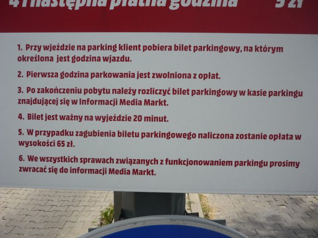 Dezinformacja przed parkingiem przy Media Markt zlikwidowana. Nareszcie!