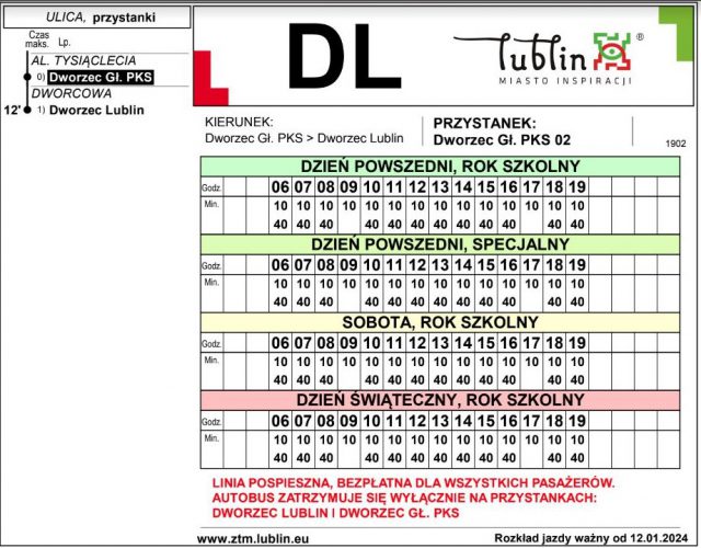 ZTM Lublin uruchomi bezpłatną linię dowożącej podróżnych na Dworzec Lublin z al. Tysiąclecia