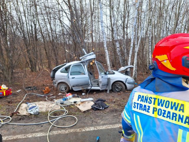 Nastolatek stracił panowanie nad pojazdem. Auto uderzyło w drzewo, nie żyje pasażerka (zdjęcia)
