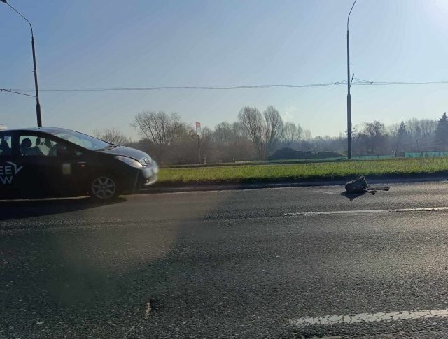 Zderzenie toyoty z sarną na al. Unii Lubelskiej w Lublinie (zdjęcia)