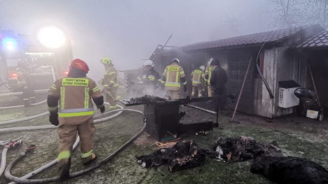 Strażacy walczyli z pożarem warsztatu stolarskiego (zdjęcia)