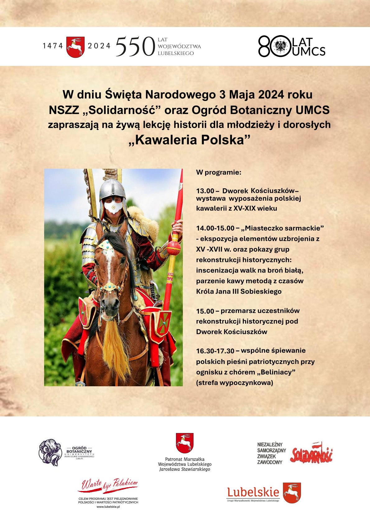 „Kawaleria polska” – obchody Święta Konstytucji 3 Maja w Ogrodzie Botanicznym UMCS