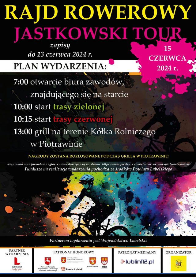Rajd Rowerowy „Jastkowski Tour” już w ten weekend. Cykliści mogą jeszcze się zapisywać