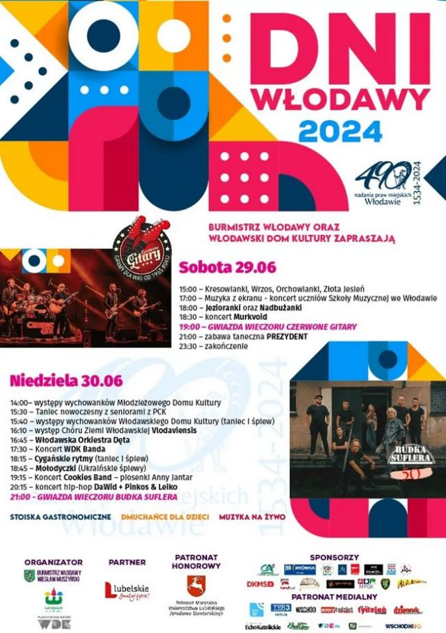 Dni Włodawy 2024. Gwiazdami imprezy będą Czerwone Gitary i Budka Suflera