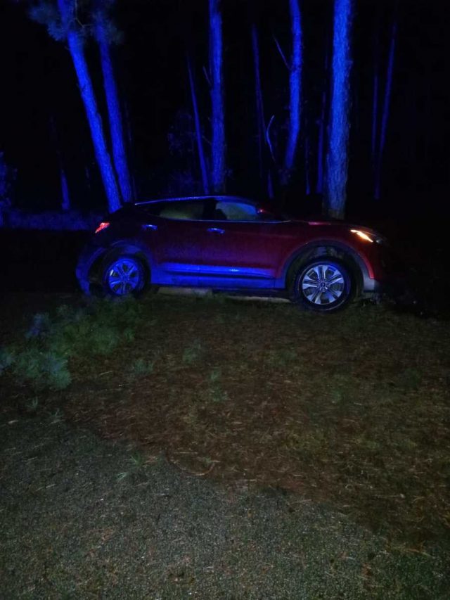 Zasnął za kierownicą, hyundai uderzył w drzewo (zdjęcia)