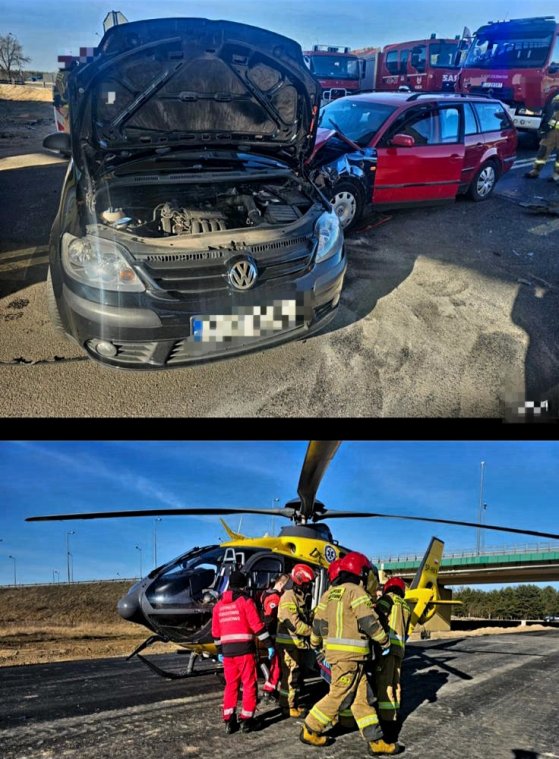 Włączała się do ruchu, doszło do wypadku. W akcji śmigłowiec LPR (zdjęcia)