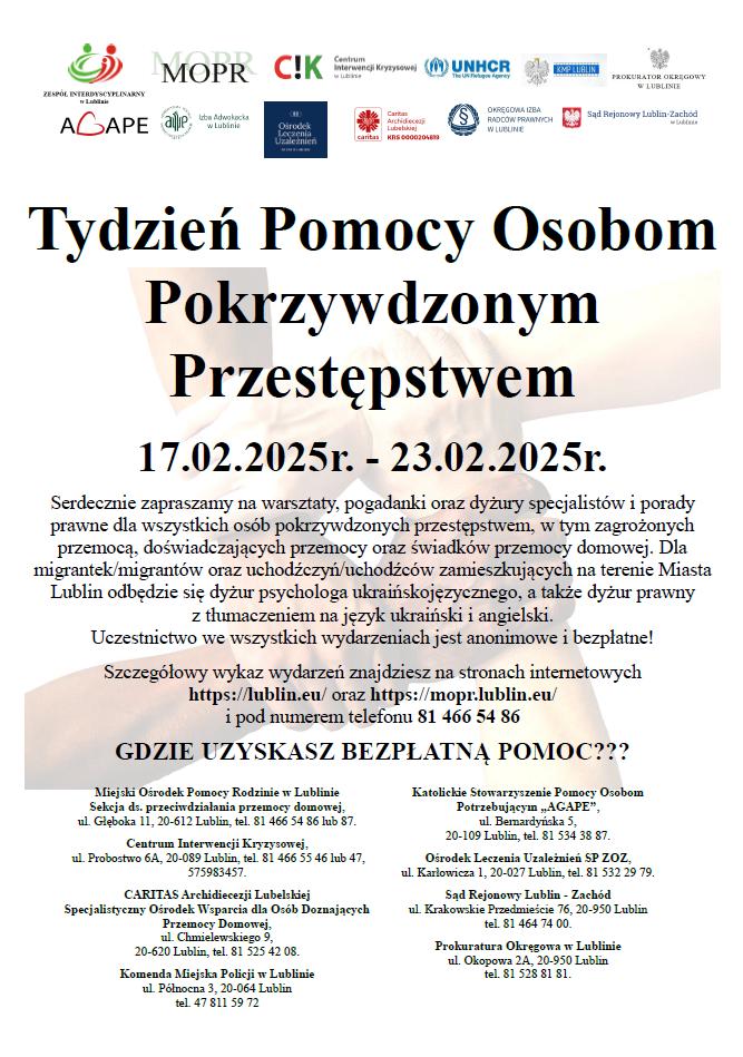 „Tydzień Pomocy Osobom Pokrzywdzonym Przestępstwem”. Lublin po raz kolejny włącza się w akcję