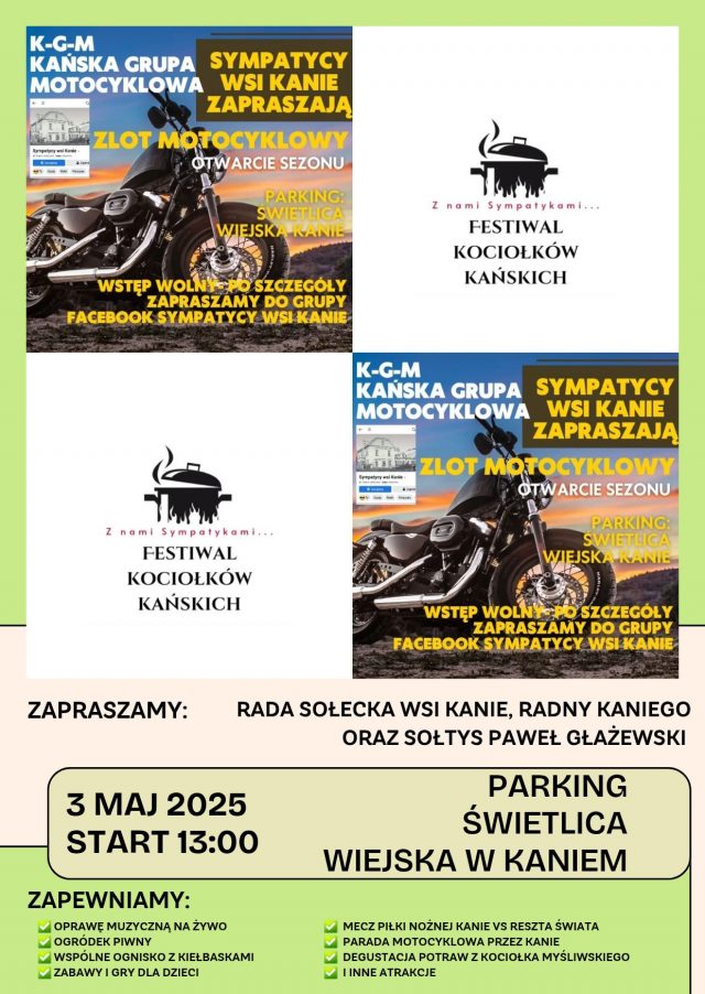 Będą motocyklowe emocje i kulinarne doznania. Zbliża się Festiwal Kociołków Kańskich i Zlot Motocyklowy