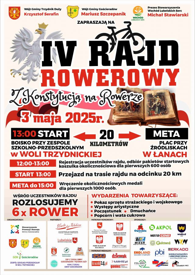 Zbliża się kolejna edycja Rajdu Rowerowego „Z Konstytucją na Rowerze”. Będzie też szereg dodatkowych atrakcji