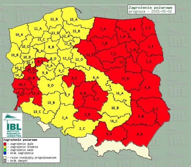 Wysokie zagrożenie pożarowe w wielu regionach Polski, w tym w woj. lubelskim