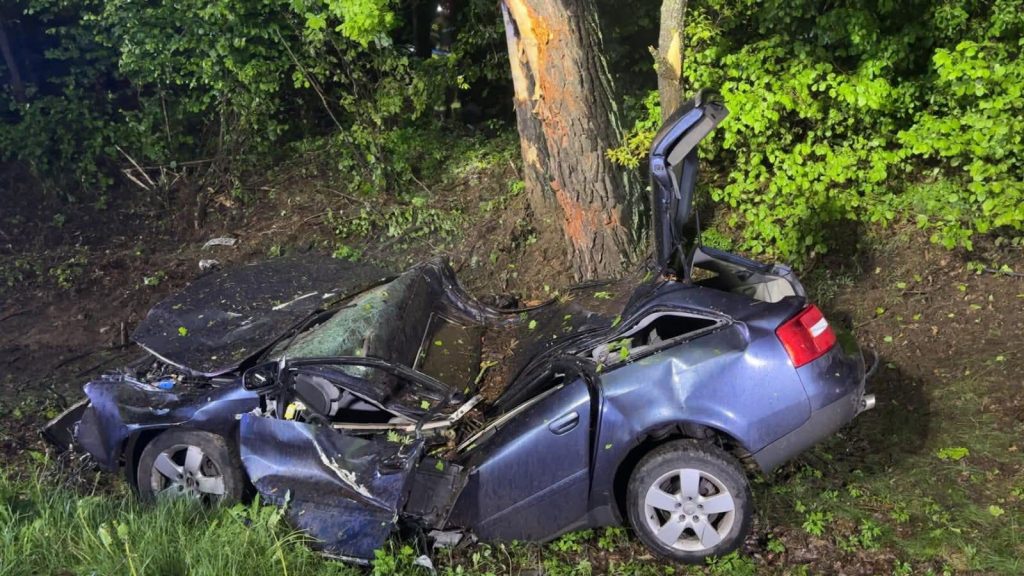 Tragedia na drodze. 28-latek uderzył audi w drzewo i zmarł w szpitalu (zdjęcia)