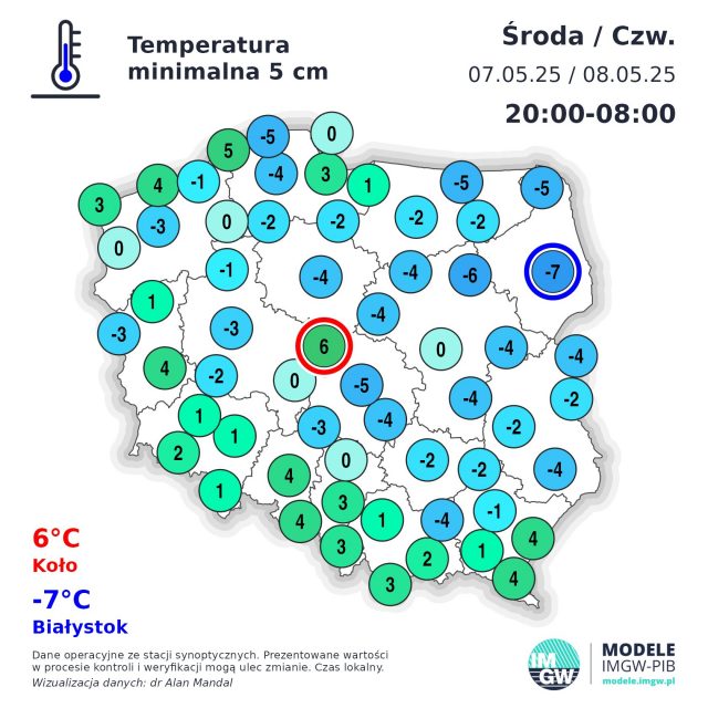 Mroźna noc w wielu regionach kraju. Przy gruncie temperatura spadła nawet do -10,7°C