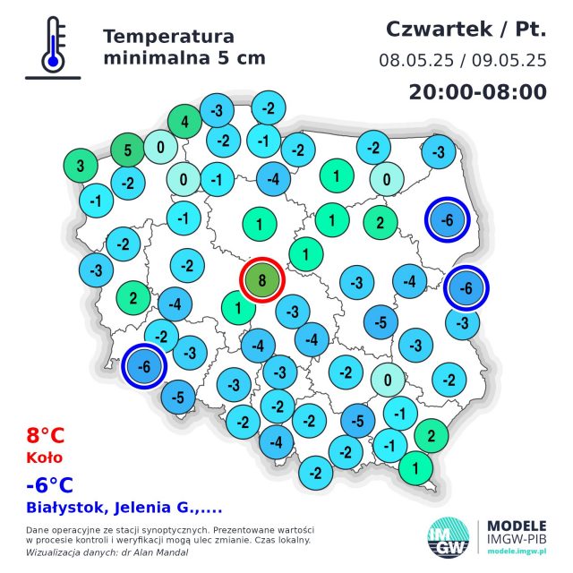 Silny spadek temperatury przy gruncie minionej nocy. Lokalnie odnotowano nawet -6°C w regionie
