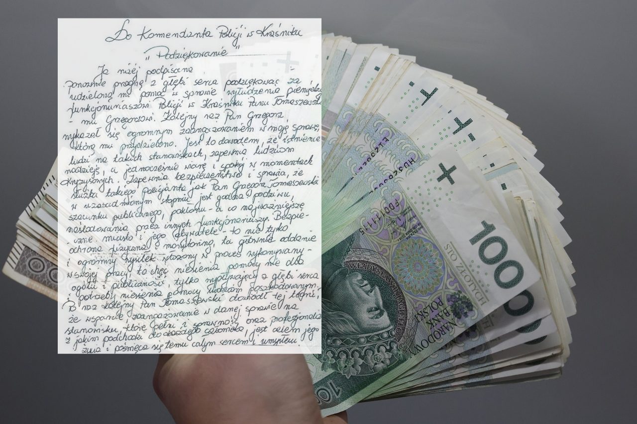 Mieszkanka Kraśnika podziękowała policjantowi za odzyskanie pieniędzy utraconych w wyniku oszustwa