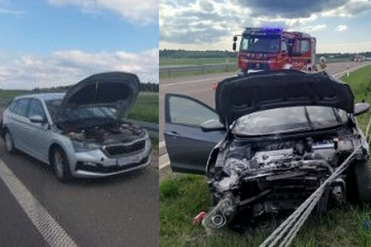 Zderzenie dwóch osobówek na S19. Jedna osoba trafiła do szpitala