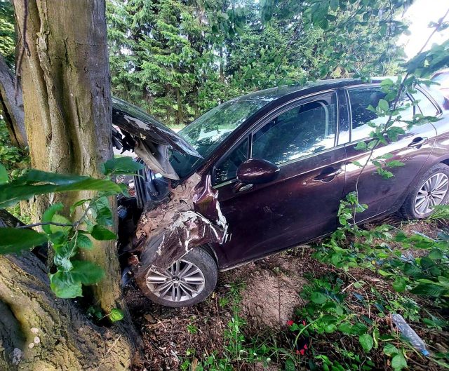 18-latek uderzył citroenem w drzewo. Młody mężczyzna trafił do szpitala (zdjęcia)