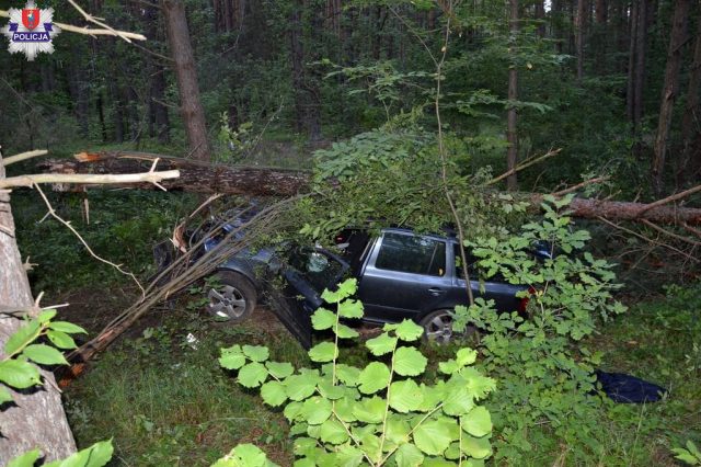 Nietrzeźwy kierowca skody uderzył w drzewo. Cztery osoby trafiły do szpitala (zdjęcia)