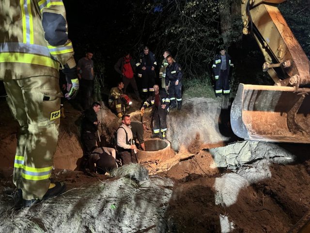 Koń wpadł do studni. Aby uratować zwierzę trzeba było kilka godzin kopać i rozebrać konstrukcję (zdjęcia)