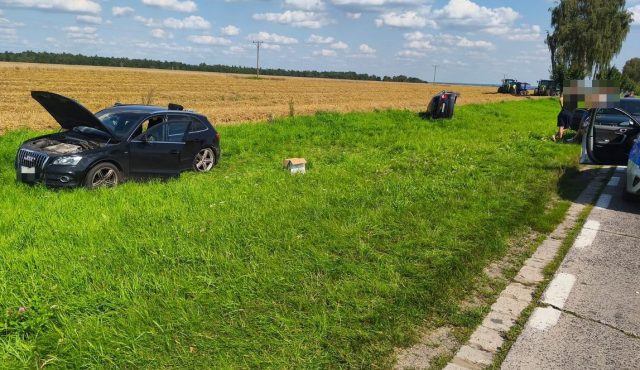 Nietrzeźwy kierowca audi spowodował wypadek, pasażer trafił do szpitala (zdjęcia)