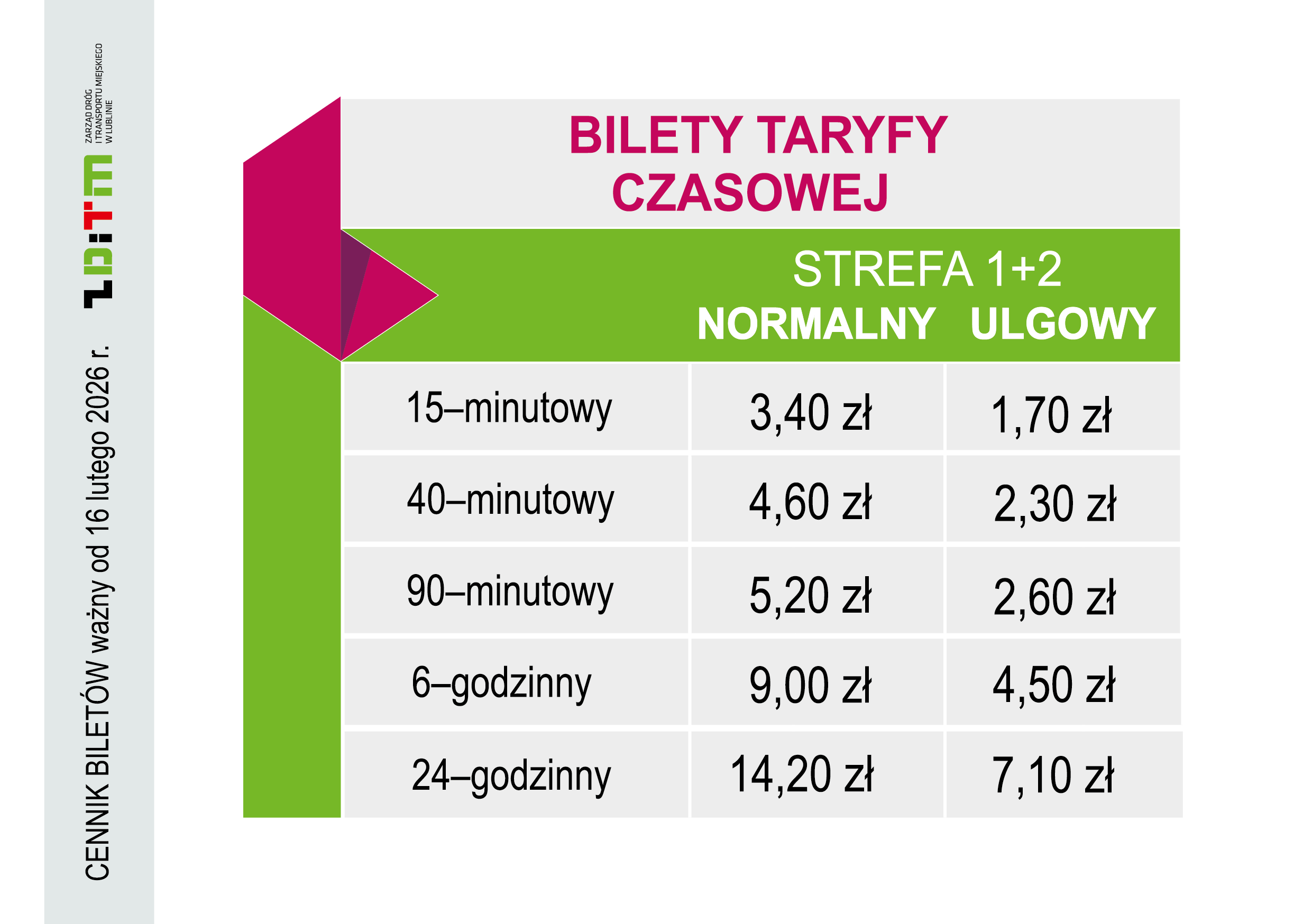 Lublin: od 16 lutego 2026 r. nowy cennik biletów komunikacji miejskiej i wyższe opłaty dodatkowe