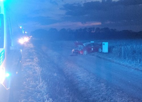 Pijany 21-latek wjechał Toyotą do rowu na DK48. Miał blisko 2,5 promila