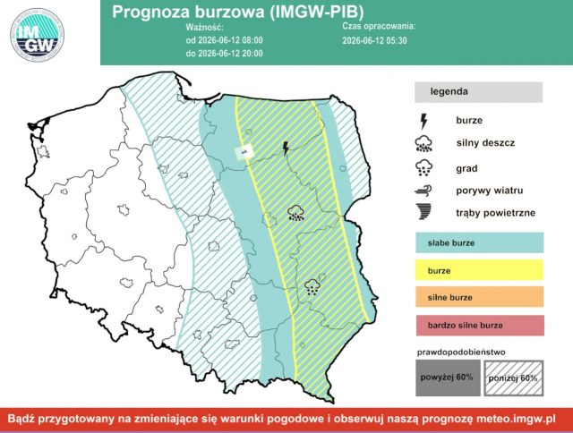 Burze możliwe dziś w województwie lubelskim. Największa aktywność po południu i wieczorem