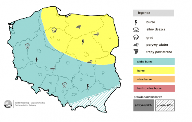 Chłodny i niestabilny dzień w województwie lubelskim. Możliwe przelotne opady, burze i silniejszy wiatr