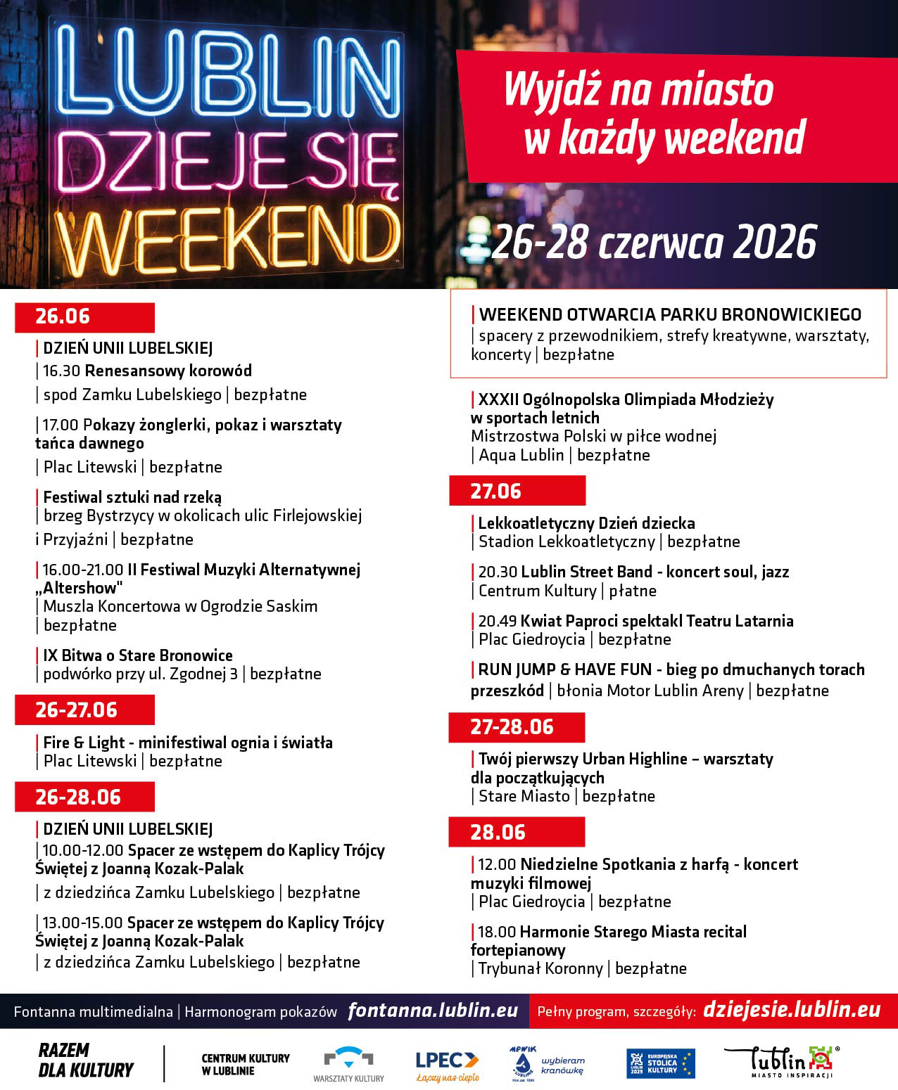 Weekend pełen atrakcji w Lublinie. FIRE&LIGHT, Altershow, Park Bronowicki i sportowe emocje