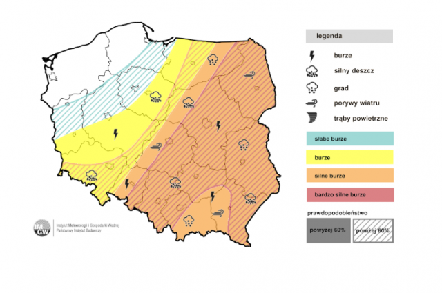 Gwałtowne burze i upał w woj. lubelskim. Możliwy grad do 6 cm i wiatr powyżej 100 km/h
