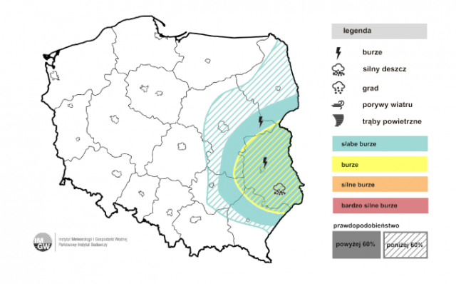 Gwałtowne burze nad województwem lubelskim. Możliwe ulewy, grad i lokalne podtopienia