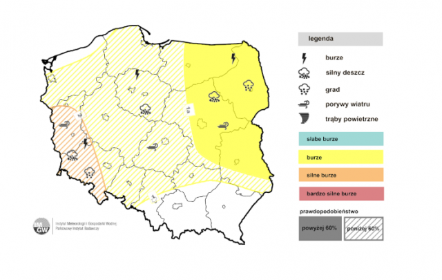 Silne burze i upał w woj. lubelskim. Grad 3 cm, wiatr 90 km/h i podtopienia