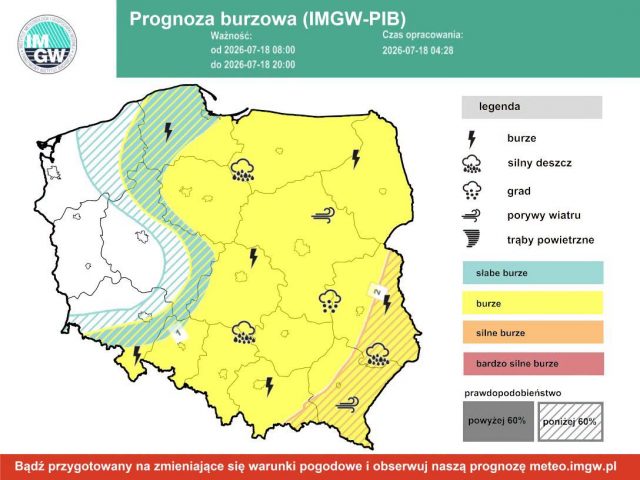 Gwałtowne burze uderzą w Lubelszczyznę. Możliwy grad do 5 cm i wiatr przekraczający 100 km/h
