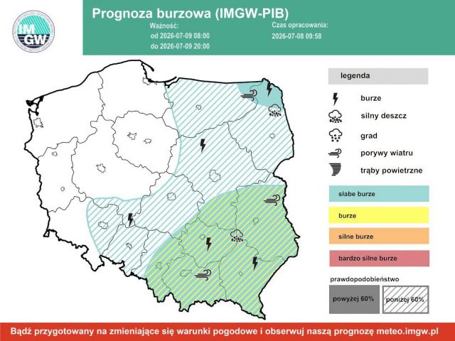 Burze przejdą przez Polskę. W tych regionach wiatr może osiągać do 75 km/h