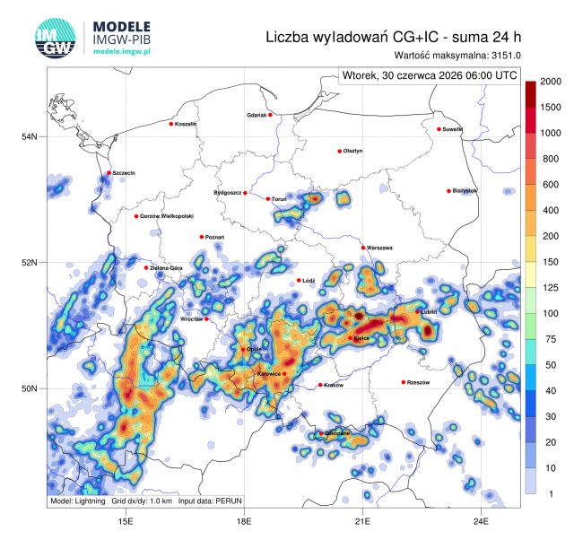 Gwałtowne burze i upał w woj. lubelskim. Możliwy grad do 6 cm i wiatr powyżej 100 km/h
