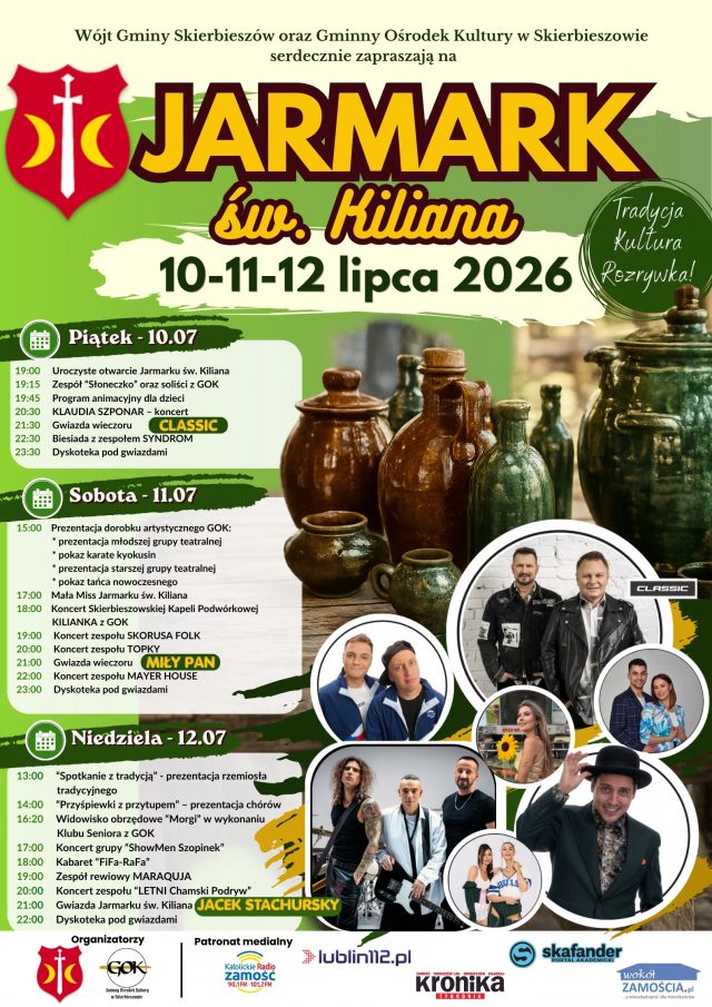 Skierbieszów zaprasza na Jarmark św. Kiliana. Trzy dni muzyki, tradycji i wspólnego świętowania