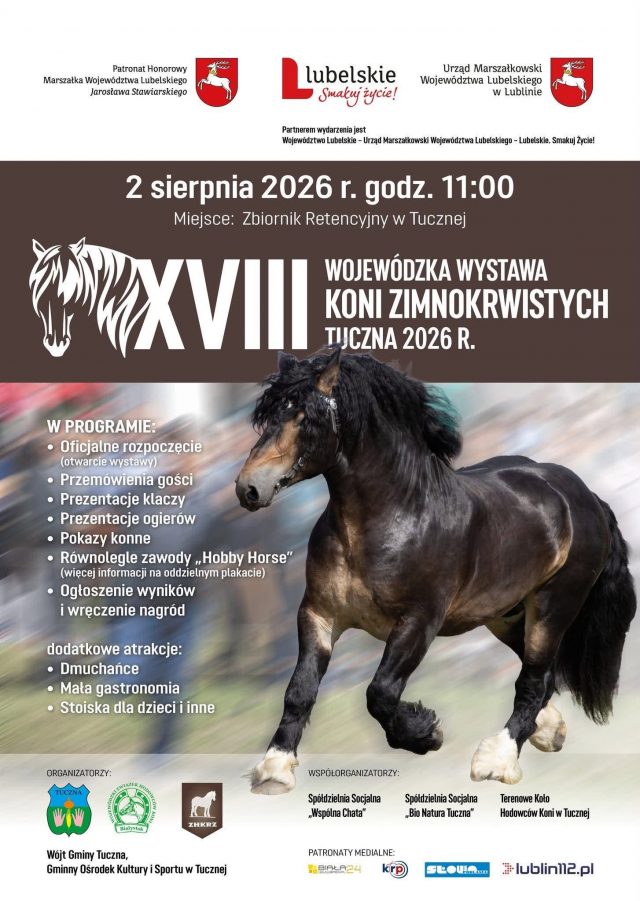 Konie, pokazy i rodzinna atmosfera. Tuczna zaprasza na XVIII Wojewódzką Wystawę Koni Zimnokrwistych