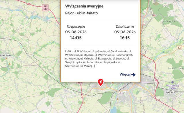 Awaryjne wyłączenie prądu w Lublinie. Problemy na 24 ulicach