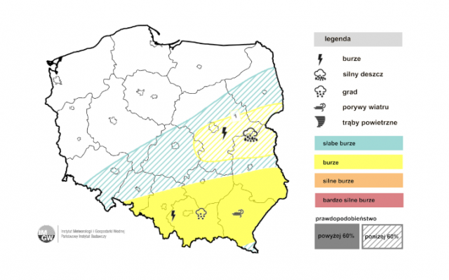Burze z gradem nad Lubelszczyzną. Porywy wiatru mogą osiągać 75 km/h
