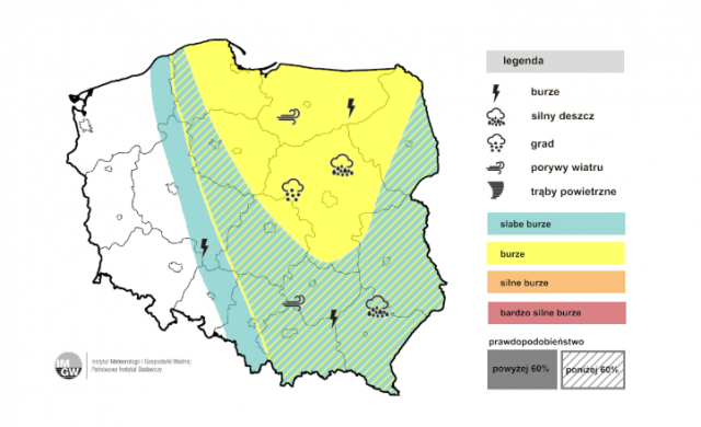 Burze prognozowane nad Lubelszczyzną. Ostrzeżenie IMGW dla 14 powiatów