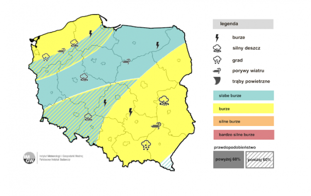 Groźne burze możliwe dziś w woj. lubelskim. Grad, ulewy i silny wiatr w regionie