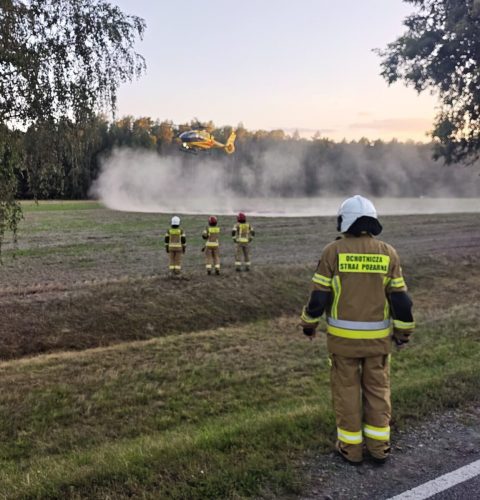 10-letni rowerzysta potrącony na DK 63. Chłopiec trafił do szpitala śmigłowcem LPR