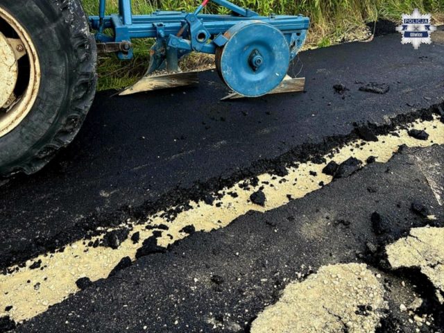 Ciągnikiem zaorał nowy asfalt w Gliwicach. Straty oszacowano na 300 tys. zł, 60-latek trafił do aresztu