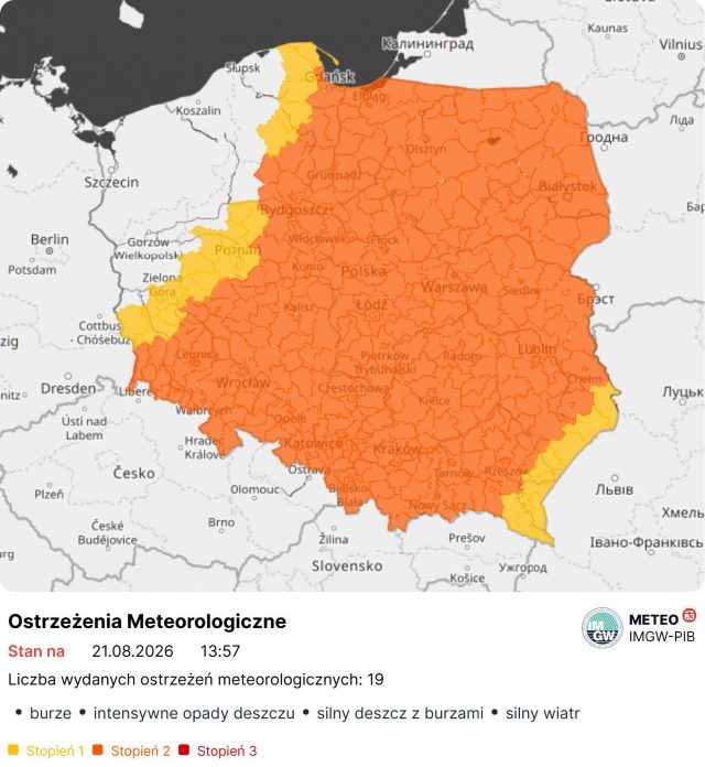 Załamanie pogody w woj. lubelskim. Burze z gradem i wichura do 80 km/h, możliwe przerwy w dostawie prądu