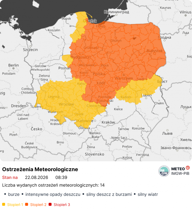 Silny wiatr do 80 km/h w Lubelskiem. Alert RCB i możliwe burze