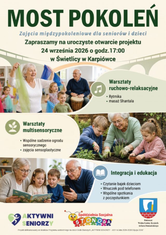 „Most Pokoleń” w powiecie kraśnickim. Seniorzy otrzymają przestrzeń do spotkań i wspólnego działania
