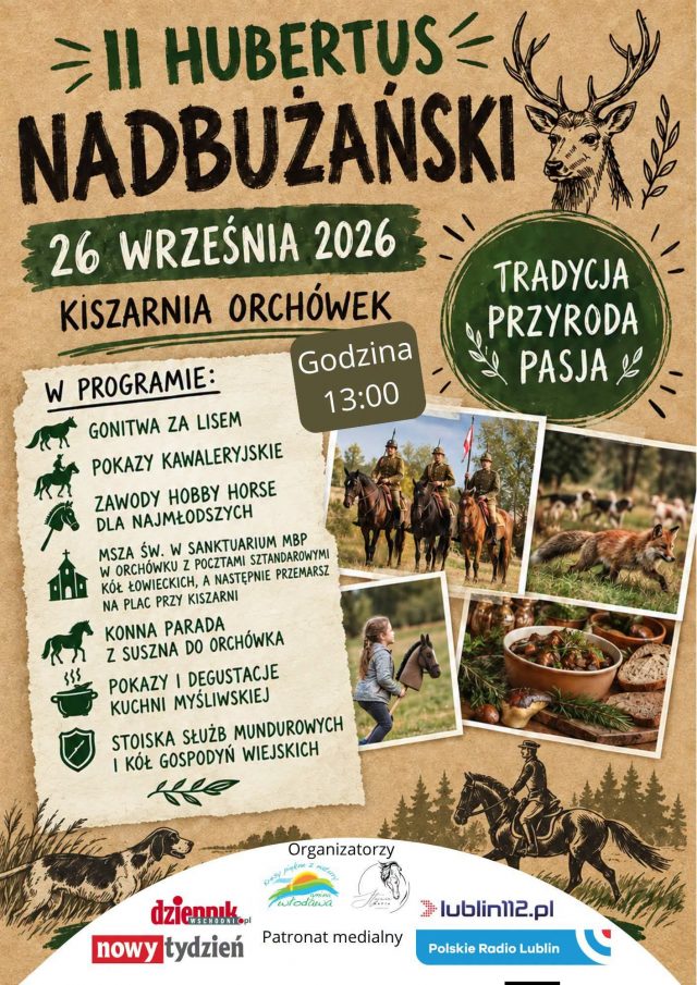 Kawaleryjskie pokazy, gonitwa za lisem i kuchnia myśliwska. Hubertus Nadbużański już w sobotę