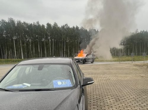 Omoda stanęła w płomieniach podczas kontroli na S19. W środku było 7-letnie dziecko