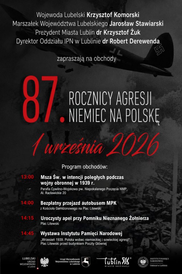 Lublin uczci 87. rocznicę niemieckiej agresji na Polskę. Program obchodów